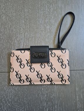 XOXO Blush Pink Logo Wristlet Card Holder/ Coin Compartment with Black Trim